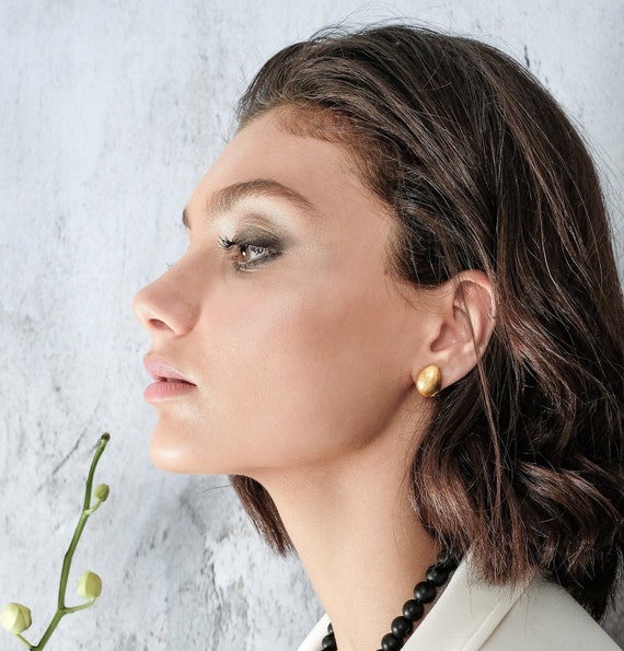 Gold Round Earring Gold Stud Earring Unique Post Earring