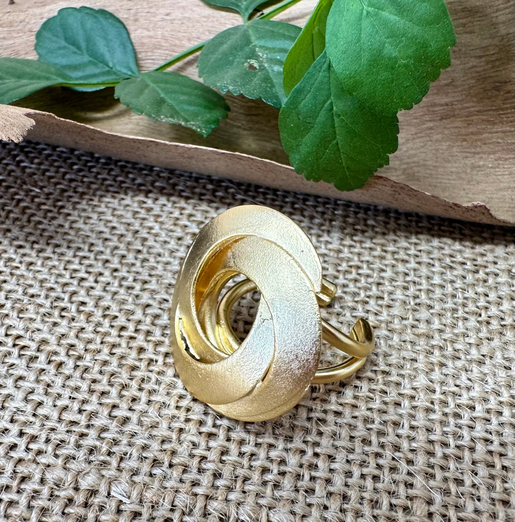 Adjustable Gold Ring, Gold Circles Ring, Gold Statement Ring, Golden ...