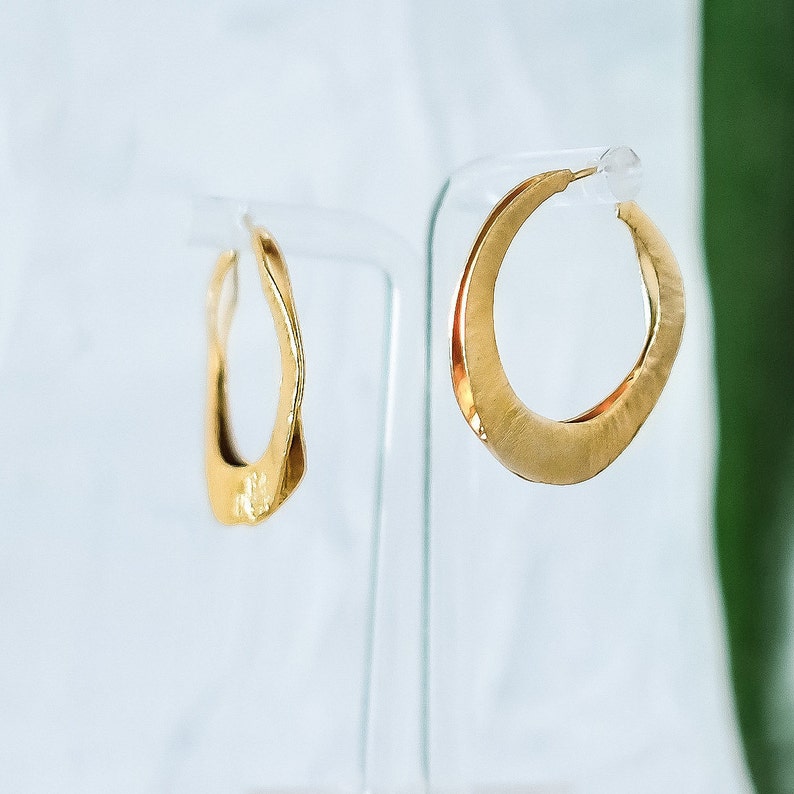 Textured Gold Hoop Earring Gold Hoop Earring Unique Hoop Etsy Australia