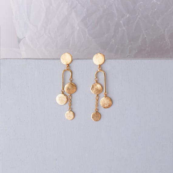 Gold chandelier stud earrings, also available in Silver