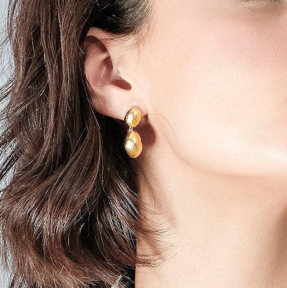 Gold Earrings, Gold Shell Earrings, Gold Post Earrings, Dangle Earrings, Modern Earrings, Abstract Earrings, Urban Earrings, Minimal Earring
