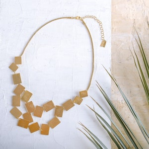 Unique Gold Necklace, Modern Jewelry, Large Geometric Necklace, Bib Necklace, Oversized Jewelry, Unique Gold Necklace, Gold Square Necklace
