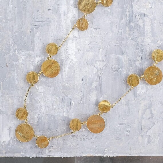 Long Gold Necklace, Long Coin Necklace, Unique Jewelry, Gold Statement Necklace, Minimalist Necklace, Elegant Long Necklace, Gold Necklace
