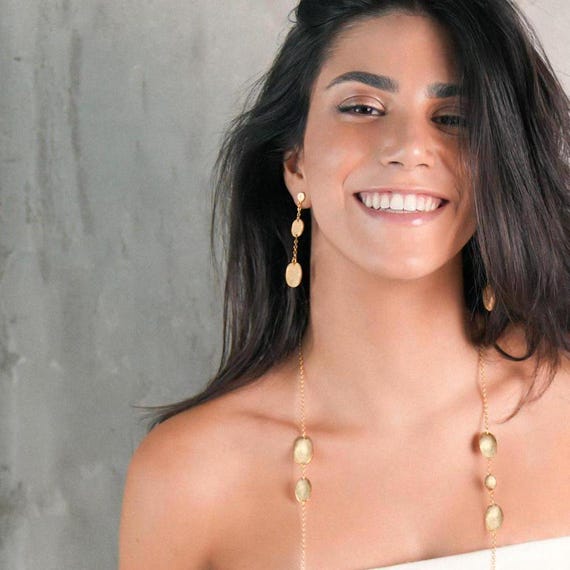 Delicate Gold chain stud earrings, also available in Silver