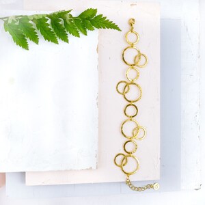 Textured Gold Bracelet, Gold Bridal Bracelet, Delicate Gold Bracelet, Gold Bracelet, Bracelet Gold, Gold Wedding Bracelet, Circles Bracelet image 1