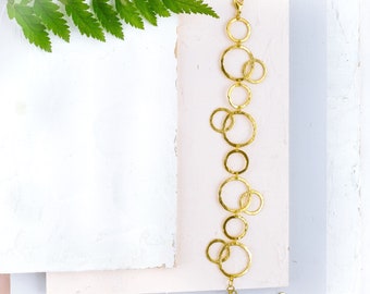 Textured Gold Bracelet, Gold Bridal Bracelet, Delicate Gold Bracelet, Gold Bracelet, Bracelet Gold, Gold Wedding Bracelet, Circles Bracelet