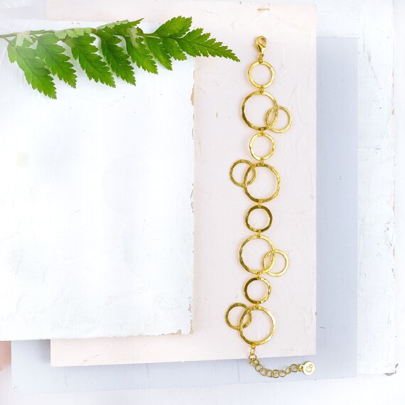 Textured Gold Bracelet, Gold Bridal Bracelet, Delicate Gold Bracelet, Gold Bracelet, Bracelet Gold, Gold Wedding Bracelet, Circles Bracelet