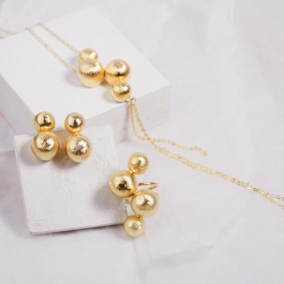 Gold Sphere Jewelry Set