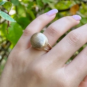 Adjustable Statement Gold Nugget Ring, Large Elegant Freeform Gold Ring, Unique Handmade Ring for Women, Adjustable Size Gold Rock Ring image 4