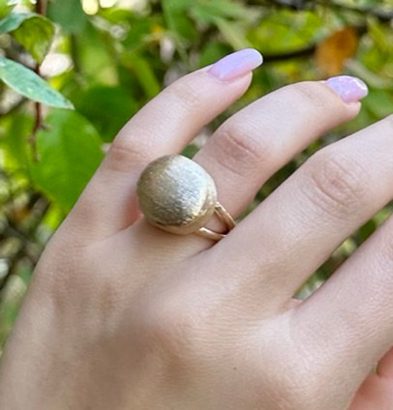 Adjustable Statement Gold Nugget Ring, Large Elegant Freeform Gold Ring, Unique Handmade Ring for Women, Adjustable Size Gold Rock Ring image 4