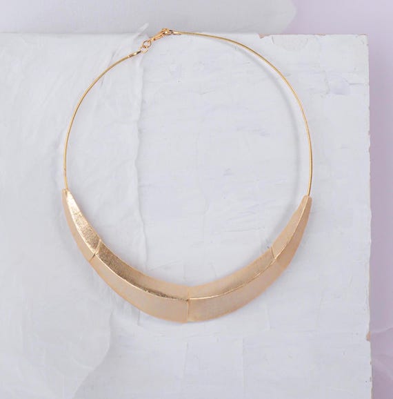 Geometric Gold-Tone Statement Necklace, Modern Minimalist Gold Choker Necklace, Stunning Gold Necklace for Women, Cleopatra Necklace in Gold