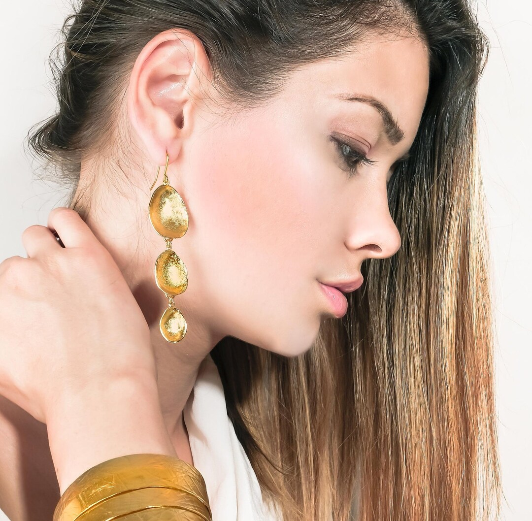 Lady Luck 18k Gold Plated Coin Dangle Statement Earrings