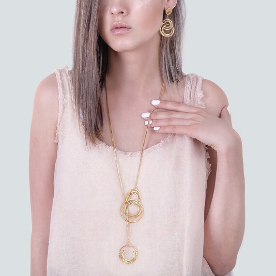 Long Gold Tie Necklace, Tie Necklace, Gold Tie Necklace, Gold Lariat Necklace, Everyday Gold Necklace, Lariat Necklace Gold, Gold Necklace