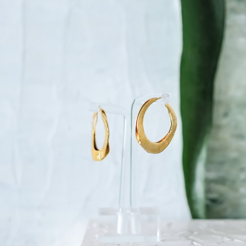 Textured Gold Hoop Earring Gold Hoop Earring Unique Hoop Etsy Australia