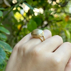 Adjustable Statement Gold Nugget Ring, Large Elegant Freeform Gold Ring, Unique Handmade Ring for Women, Adjustable Size Gold Rock Ring image 2