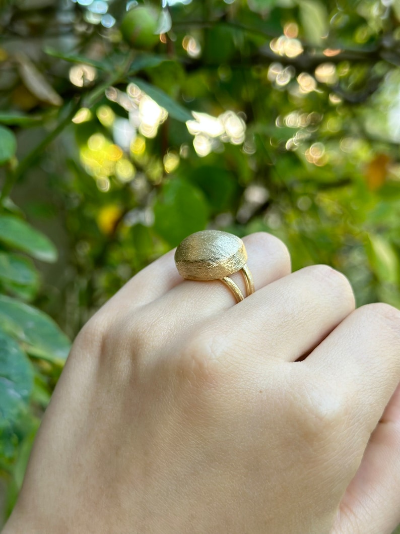Adjustable Statement Gold Nugget Ring, Large Elegant Freeform Gold Ring, Unique Handmade Ring for Women, Adjustable Size Gold Rock Ring image 2