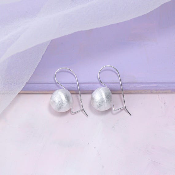 Silver sphere drop earrings, also available in Gold
