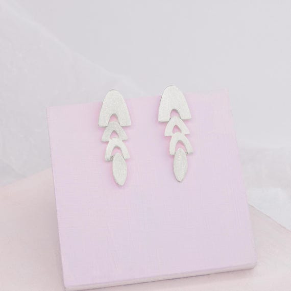 Elegant Gold dangle stud earrings, also available in Silver and as Clip-Ons