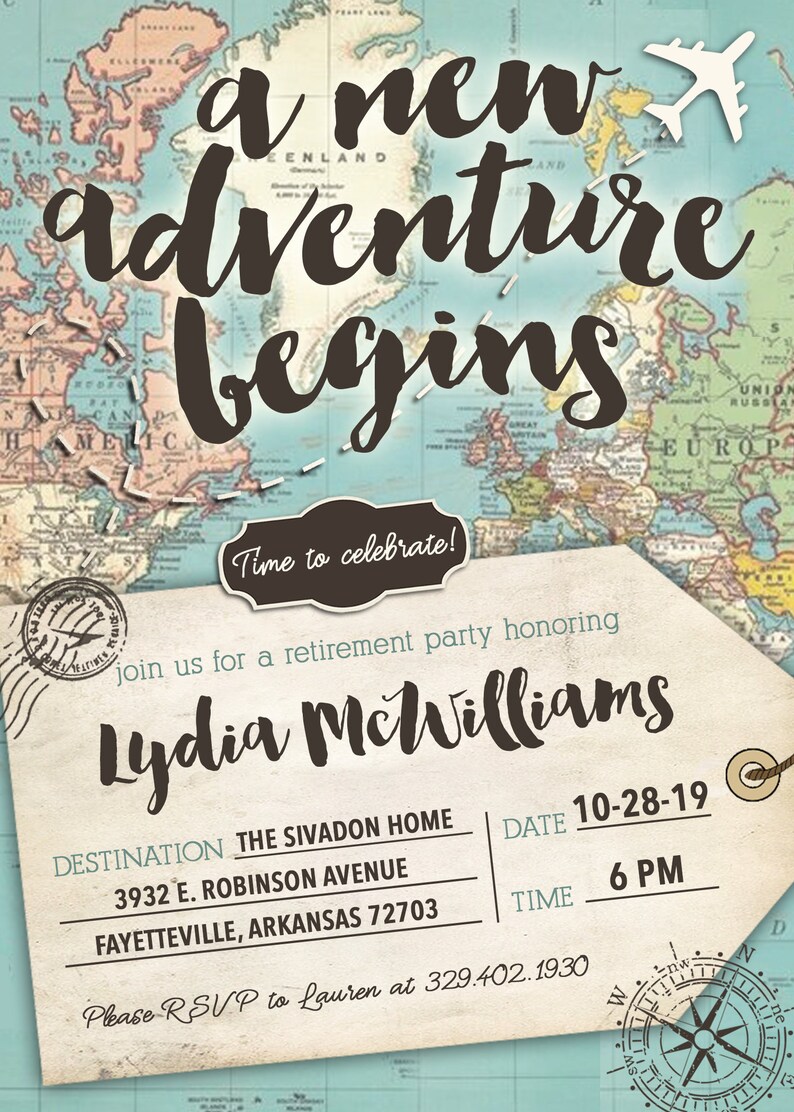 Adventure Awaits Travel Theme Rustic Retirement Party | Etsy