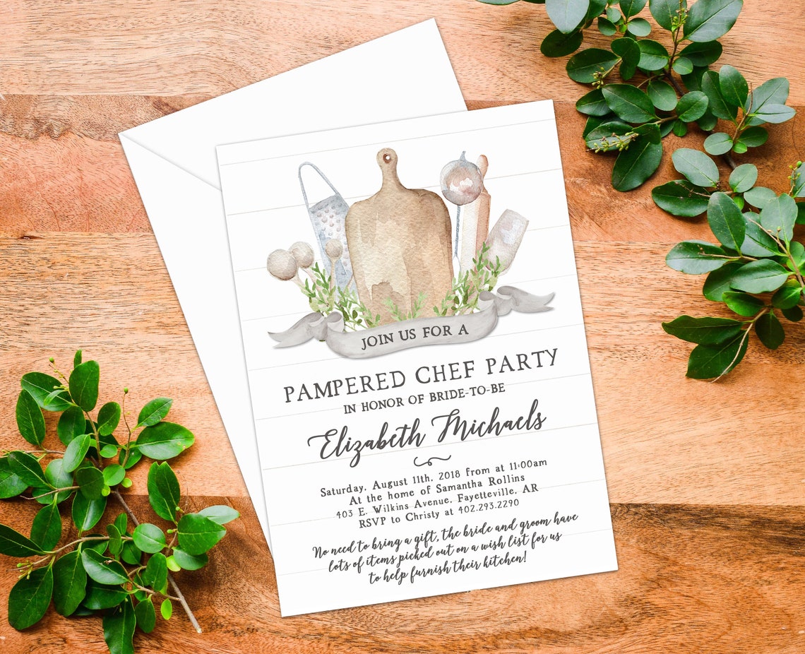 Pampered Chef Bridal Shower Invitation Stock the Kitchen | Etsy