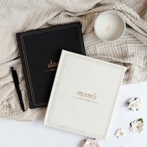 Dad's Life Story Journal: Guided Prompts, Linen Hardcover Memory Book Mom
