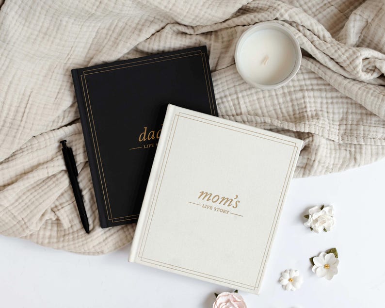 Dad's Life Story Journal: Guided Prompts, Linen Hardcover Memory Book Mom
