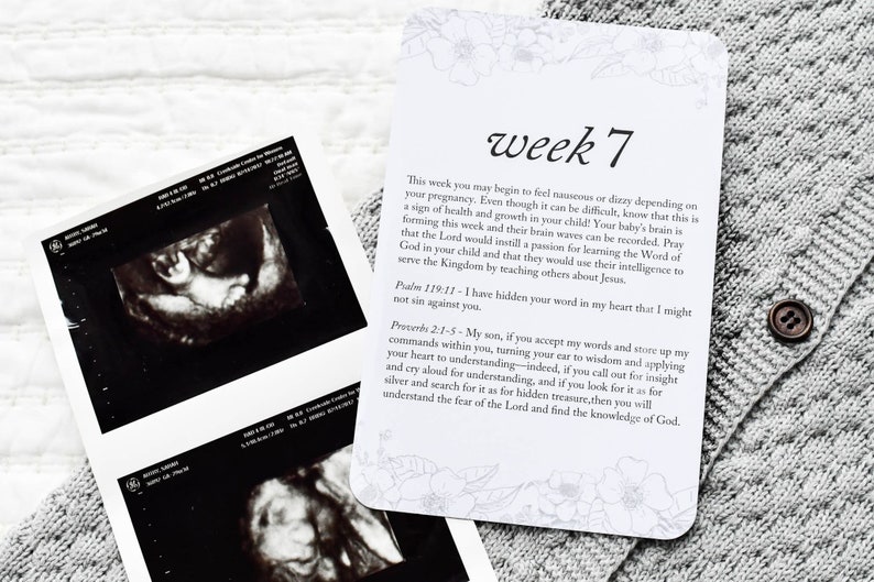 Pregnancy Prayer Cards: Weekly Faith Prompts (Gender Neutral, Printed Set) image 3