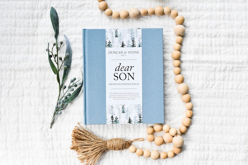 Dear Son and Dear Daughter: A Prompted Prayer Journal & Childhood Keepsake by Duncan & Stone | Baby Boy Memory Book | Scrapbook Album for Milestones | New Mom Gift | Christening or Baptism Gift | Baby Boy Scrapbook Album | Personalized Childhood Book