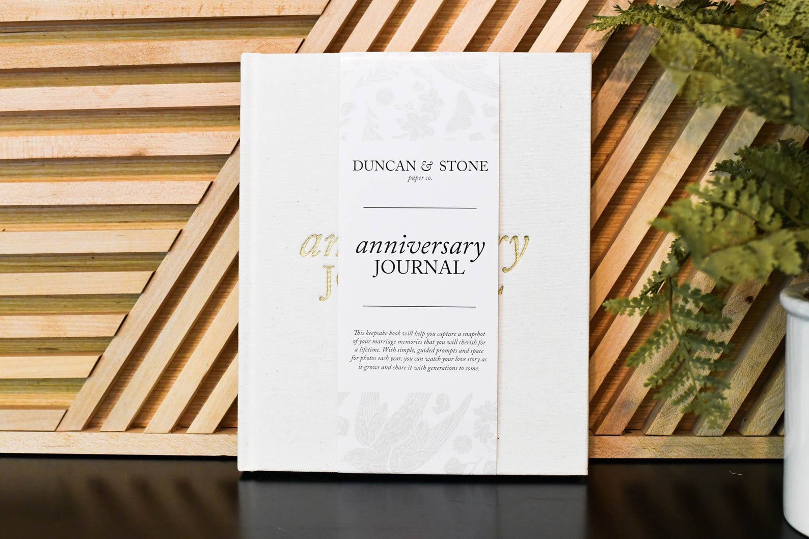 Linen Anniversary Journal with Gold Foil: Keepsake Memory Book
