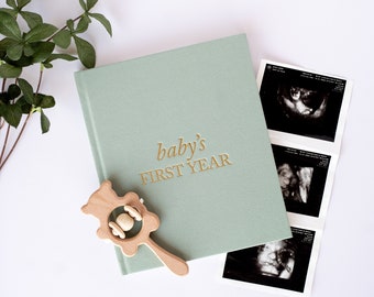 Baby Memory Book & Baby Photo Album | Baby Shower Gift for New Mom | Boy or Girl Milestone Scrapbook for Expecting Mom | First Year Journal