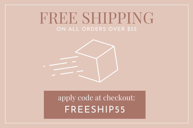 May include: A graphic with a white box with a white line coming out of it, representing a package being shipped. The text reads "FREE SHIPPING ON ALL ORDERS OVER &pound;55 apply code at checkout: FREESHIP55"