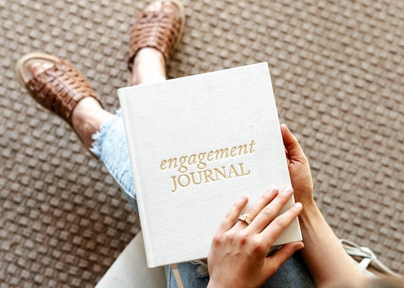 Engagement Journal: Linen Keepsake Book, Gold Foil Details