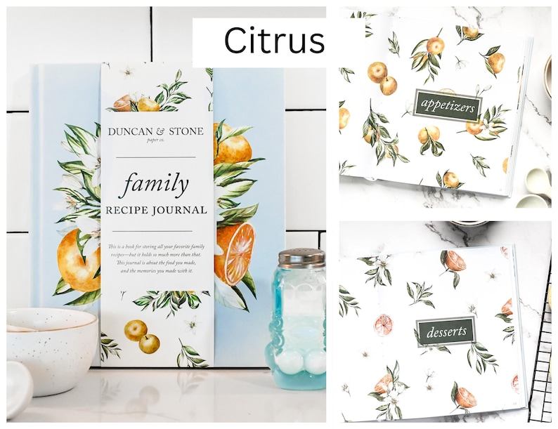 Family Recipe Book: Keepsake Journal & Blank Cookbook Citrus