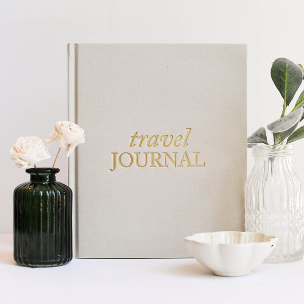 Linen Travel Journal: Gold Foil Adventure Book, Photo Album