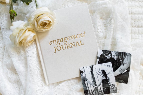 Engagement Journal: Linen Keepsake Book with Gold Foil
