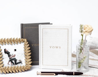 Linen Vow Books with Gold Foil: Wedding Keepsake