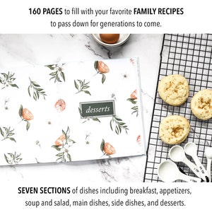 Family Recipe Book & Keepsake Journal Recipe Binder and Blank Cookbook Gift for Wife Christmas Gift for Mom or Grandma image 6
