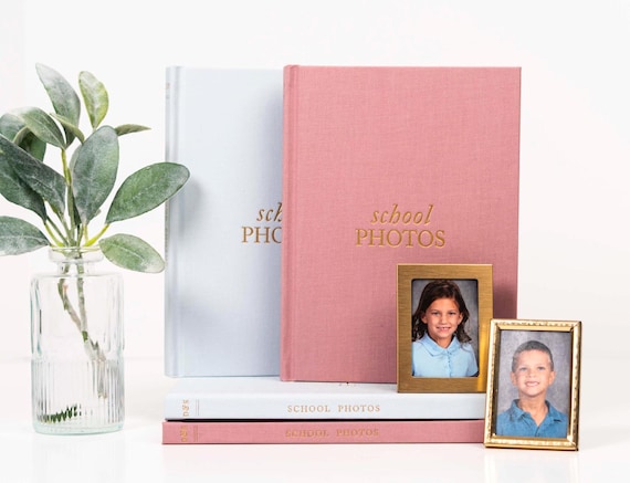 School Photo Memory Book: Linen Keepsake Journal with Gold Foil
