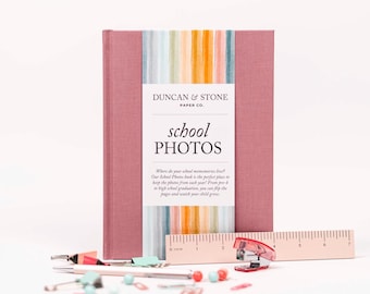 School Photo Album: Linen Keepsake Journal, Family Milestones Gift