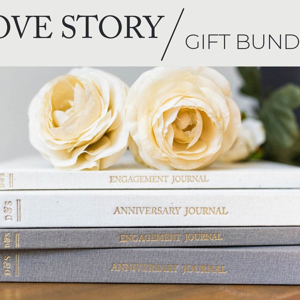 Love Story GIFT SET: Engagement & Anniversary Journal Memory Books | Engagement Gift Box for Bridal Shower or Couples Party