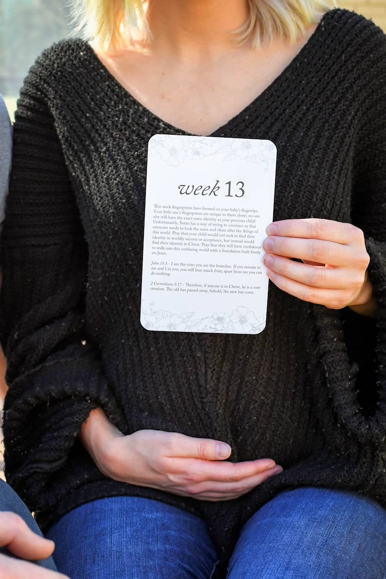 Pregnancy Prayer Cards: Weekly Faith Prompts (Gender Neutral, Printed Set) image 4