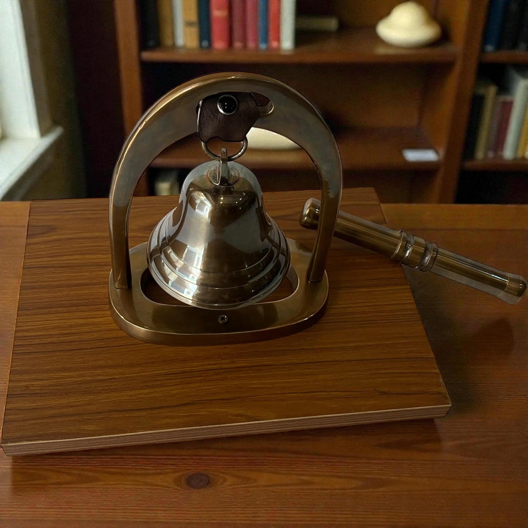 Handmade Brass Desk Bell With Wooden Base, Nautical Maritime Decor - Etsy