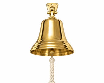 Personalized Solid Brass Ship Bell, Custom Engraved Nautical Outdoor Door Bell (10-18 Inch)