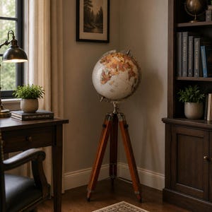 Handmade Globe with Wooden Stand | Elegant Home Office Decor | Educational World Globe