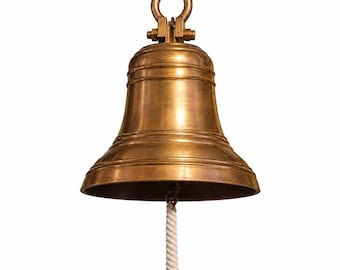Large Personalized Solid Brass Nautical Ship Bell, Custom Engraved Maritime Decor (10-18 Inch)