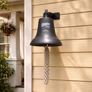 Wall-Mounted Cast Iron Black Bell with Rope Pull for Home Entrance & Gate