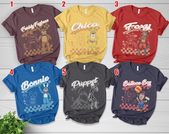 Custom Five Nights at Freddy's Shirt, Personalized Villain Five Nights at Freddy's Vintage Halloween 2026 Tee, Retro Horror Nights T-Shirt