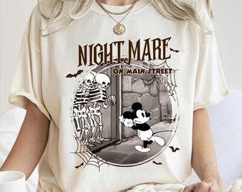Maglietta di Halloween Disney Mickey Nightmare On Main Street, Silly Symphony Lo Scheletro, Mickey's Not So Scary Party 2026, Abbinamenti Disneyland