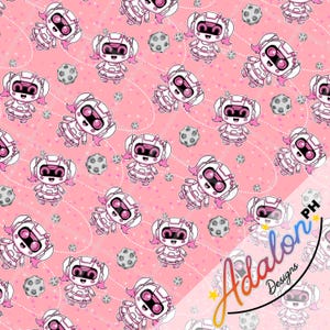 Hand Drawn Cute Girl Chibibot Seamless Pattern Print Art