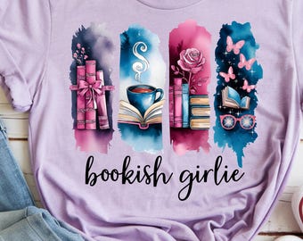 Book Lover Girl PNG: Bookish Brushstroke Design (Digital Download)